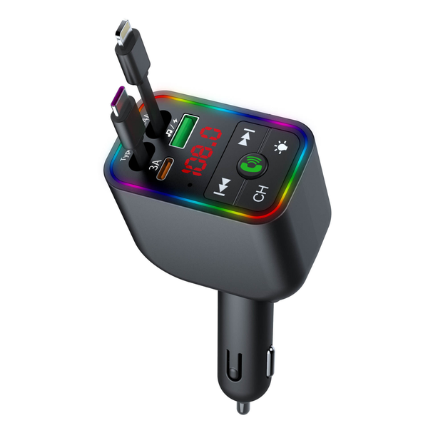 Încărcător auto retractabil cu modulator bluetooth